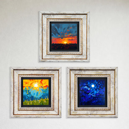 Colours of the Day Trio Vintage Framed Wall Art