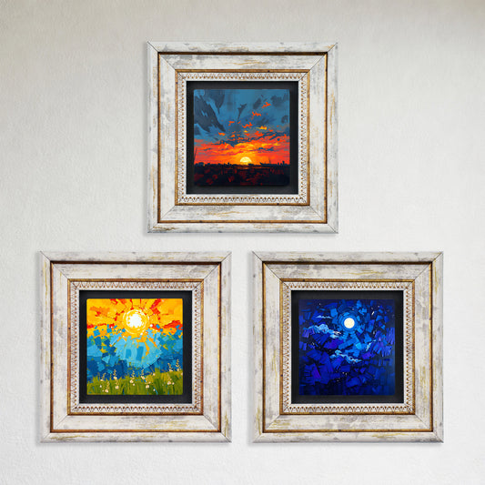Colours of the Day Trio Vintage Framed Wall Art