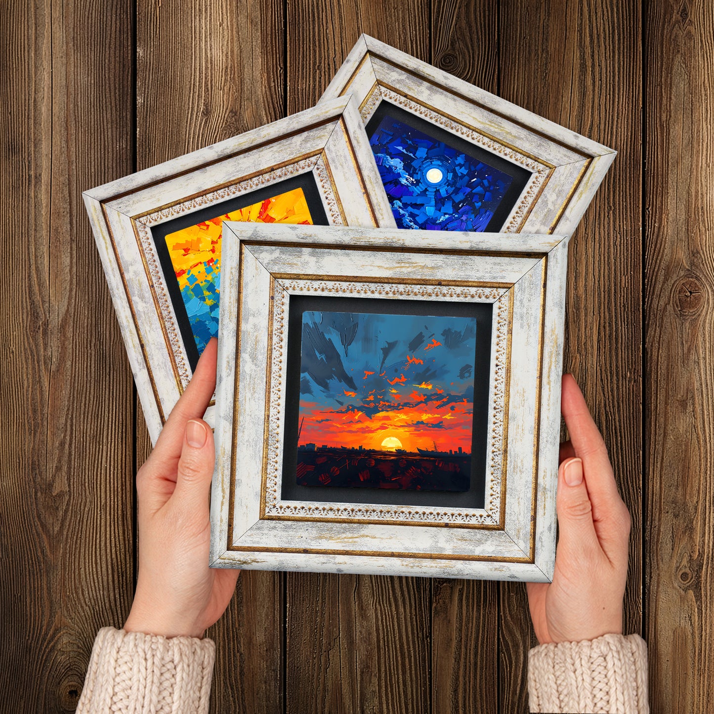 Colours of the Day Trio Vintage Framed Wall Art