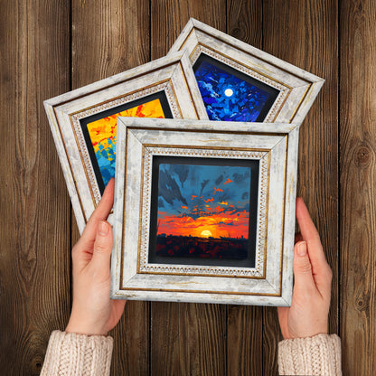 Colours of the Day Trio Vintage Framed Wall Art