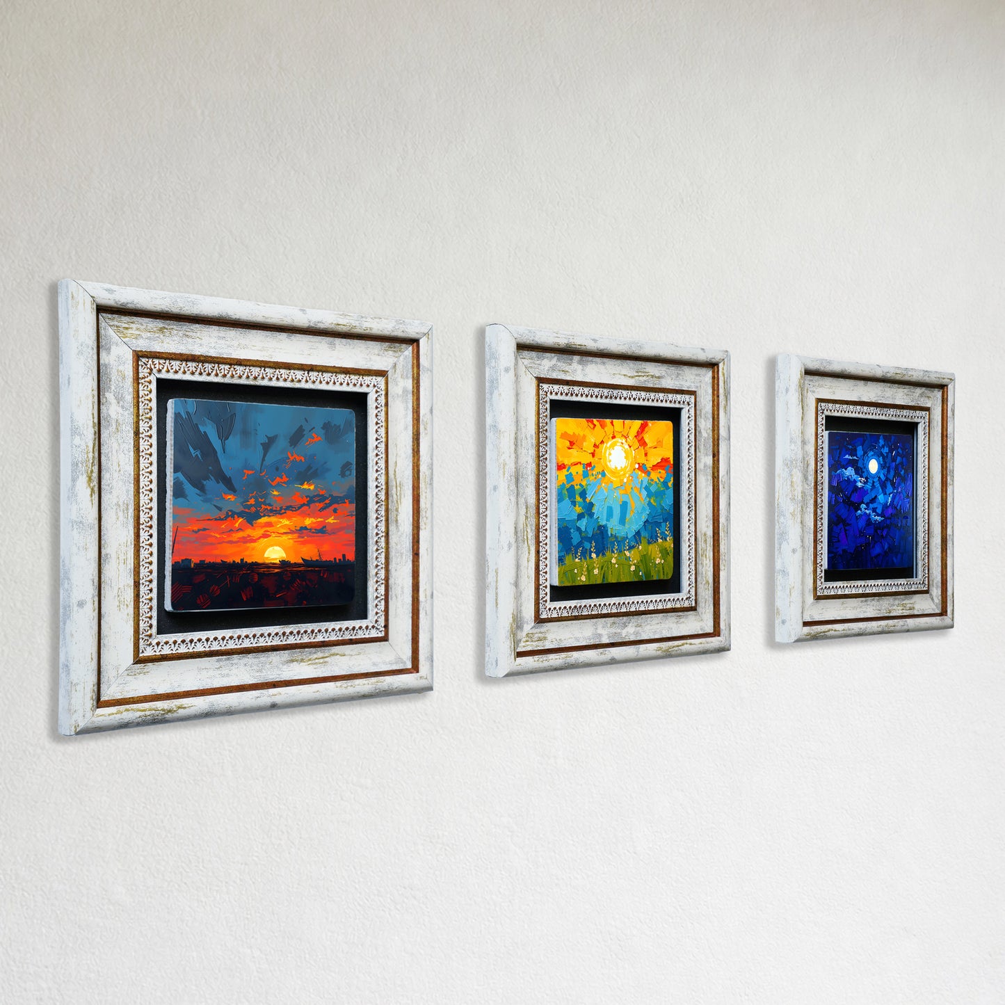 Colours of the Day Trio Vintage Framed Wall Art