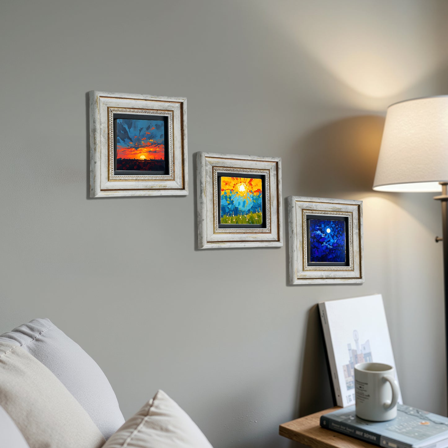 Colours of the Day Trio Vintage Framed Wall Art