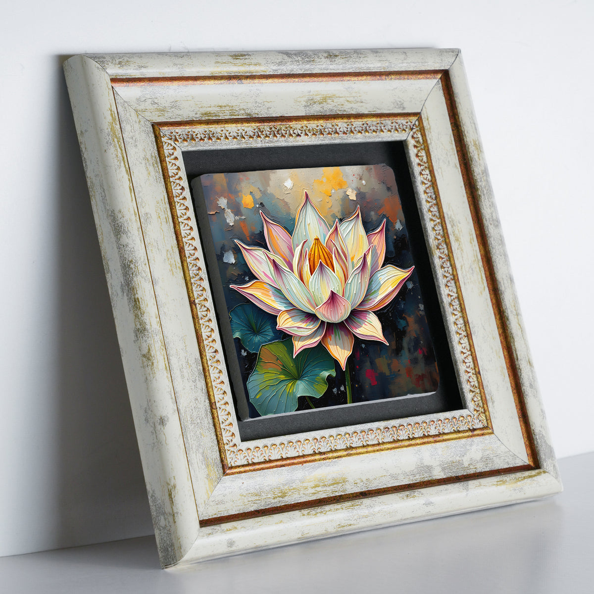 Lotus Flower Trio Vintage Stone Wall Art