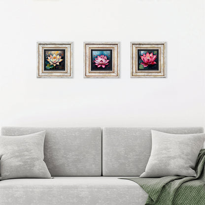 Lotus Flower Trio Vintage Stone Wall Art