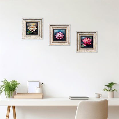 Lotus Flower Trio Vintage Stone Wall Art
