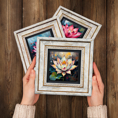 Lotus Flower Trio Vintage Stone Wall Art