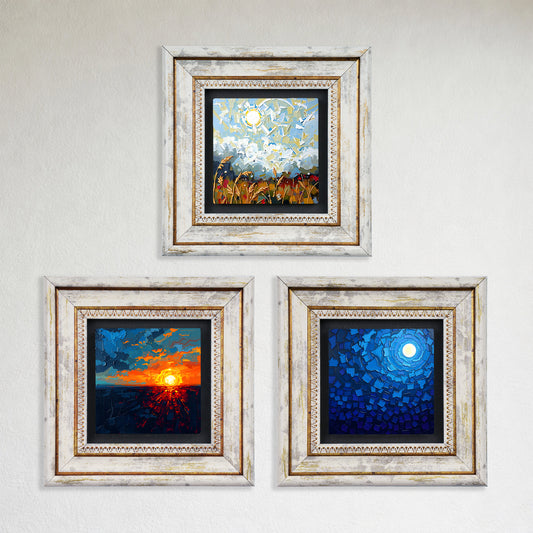 Colours of the Day 2 Trio Vintage Framed Wall Art