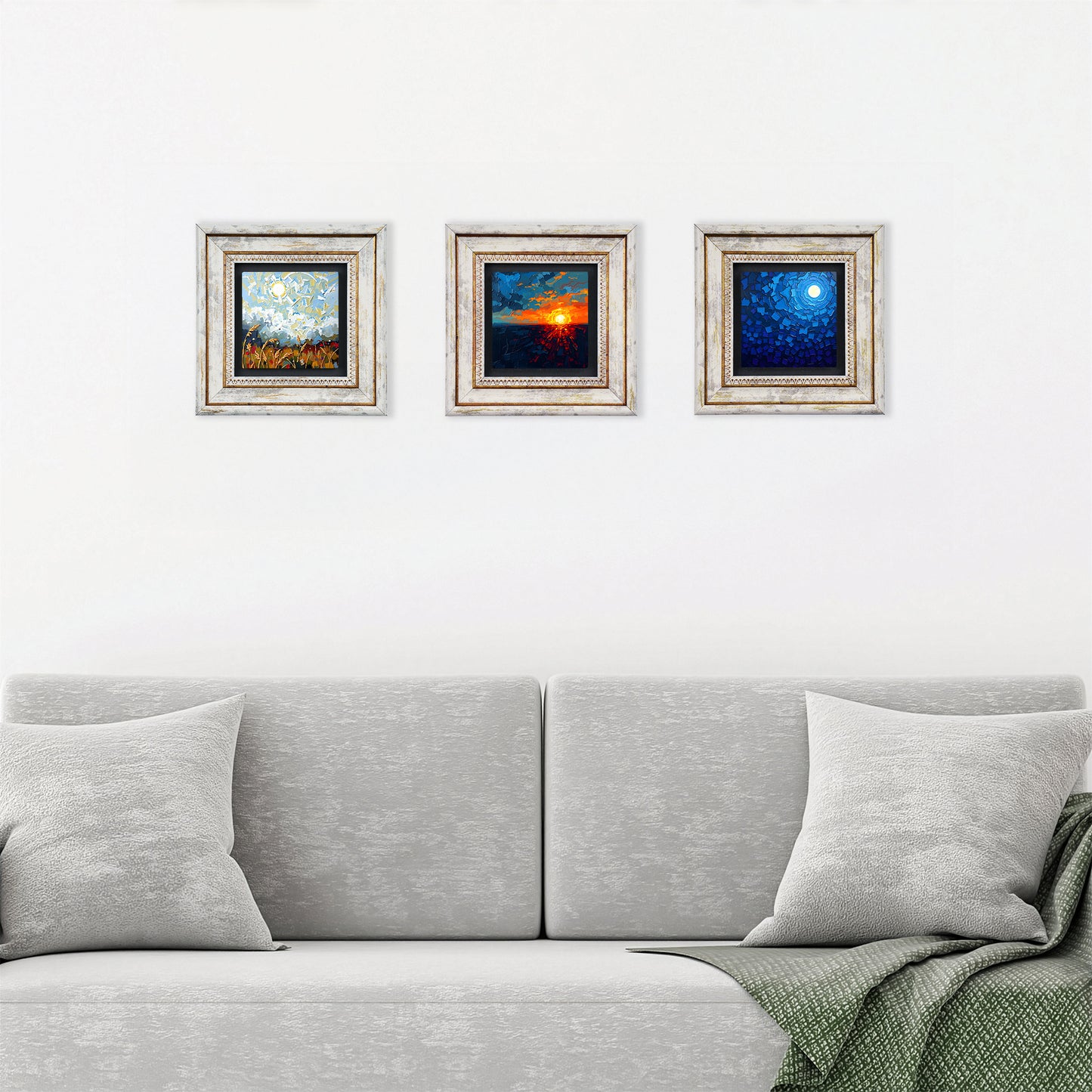 Colours of the Day 2 Trio Vintage Framed Wall Art