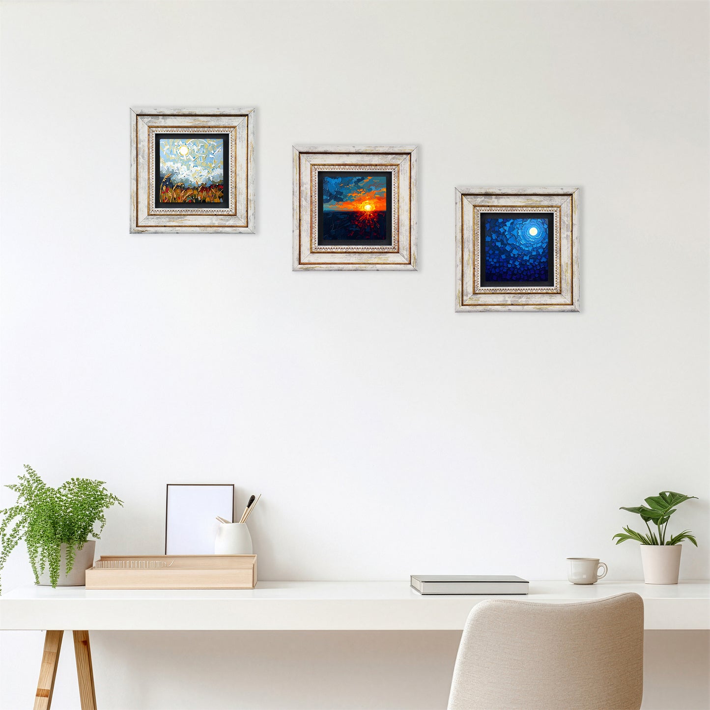 Colours of the Day 2 Trio Vintage Framed Wall Art