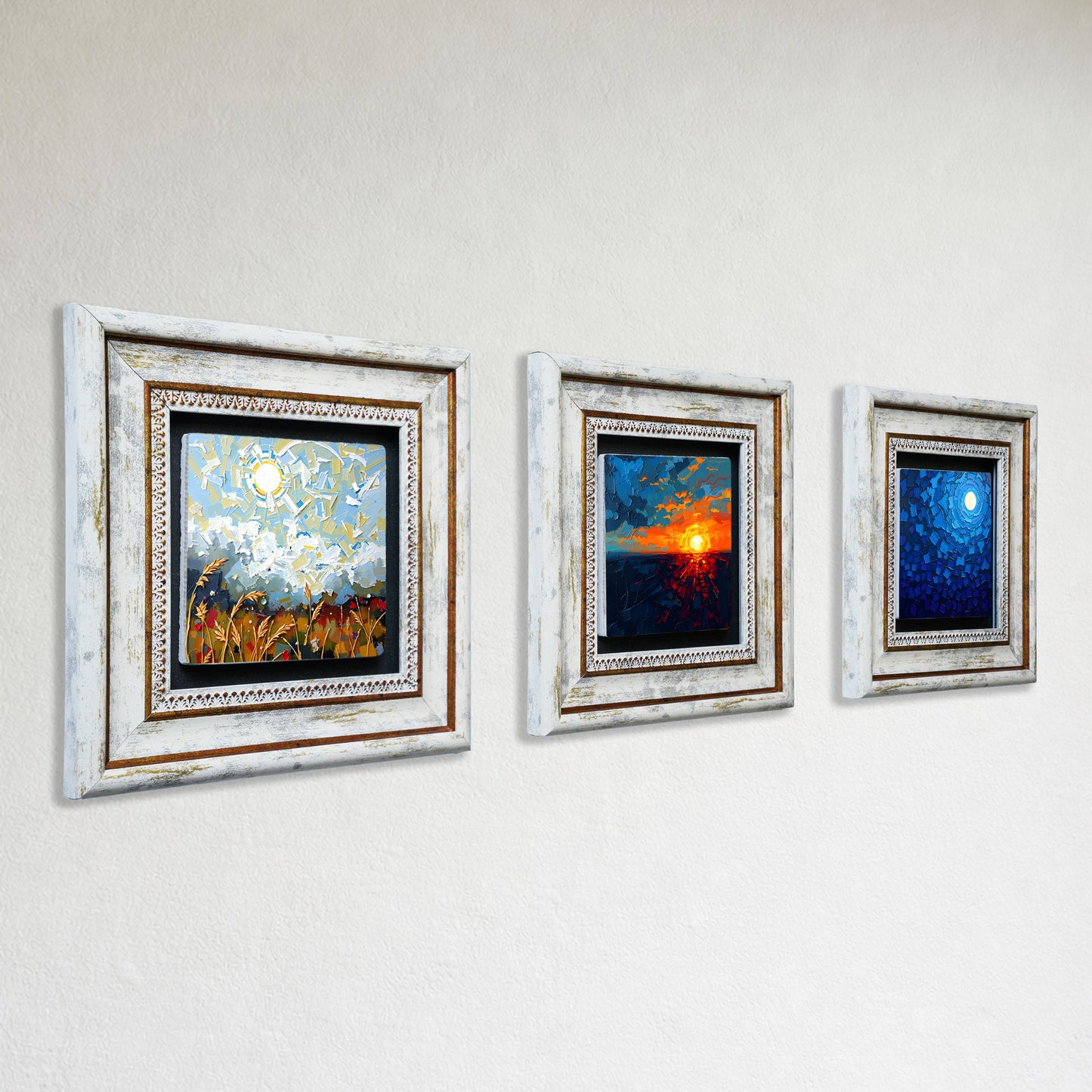 Colours of the Day 2 Trio Vintage Framed Wall Art