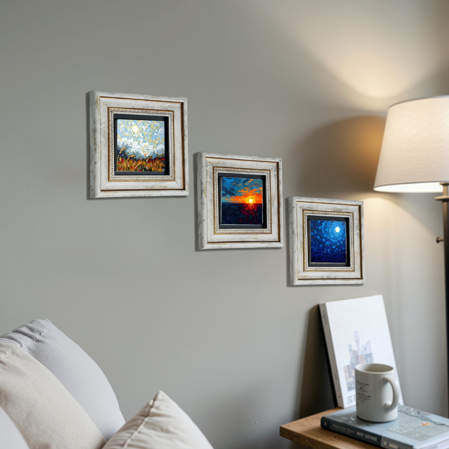 Colours of the Day 2 Trio Vintage Framed Wall Art