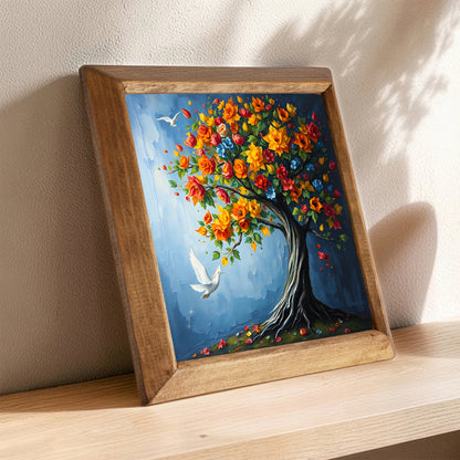 Colourful Tree of Life Natural Stone Wall Art