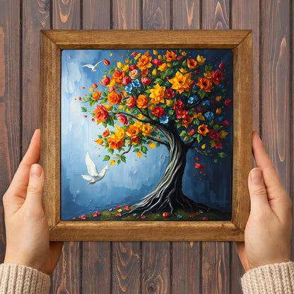 Colourful Tree of Life Natural Stone Wall Art