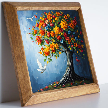 Colourful Tree of Life Natural Stone Wall Art