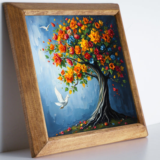 Colourful Tree of Life Natural Stone Wall Art