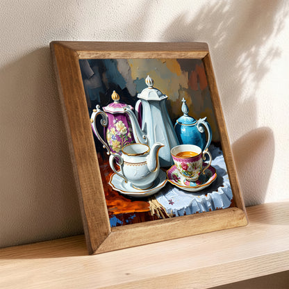 Tea Time Natural Stone Wall Art