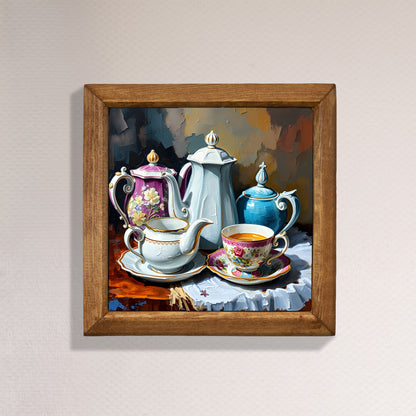 Tea Time Natural Stone Wall Art