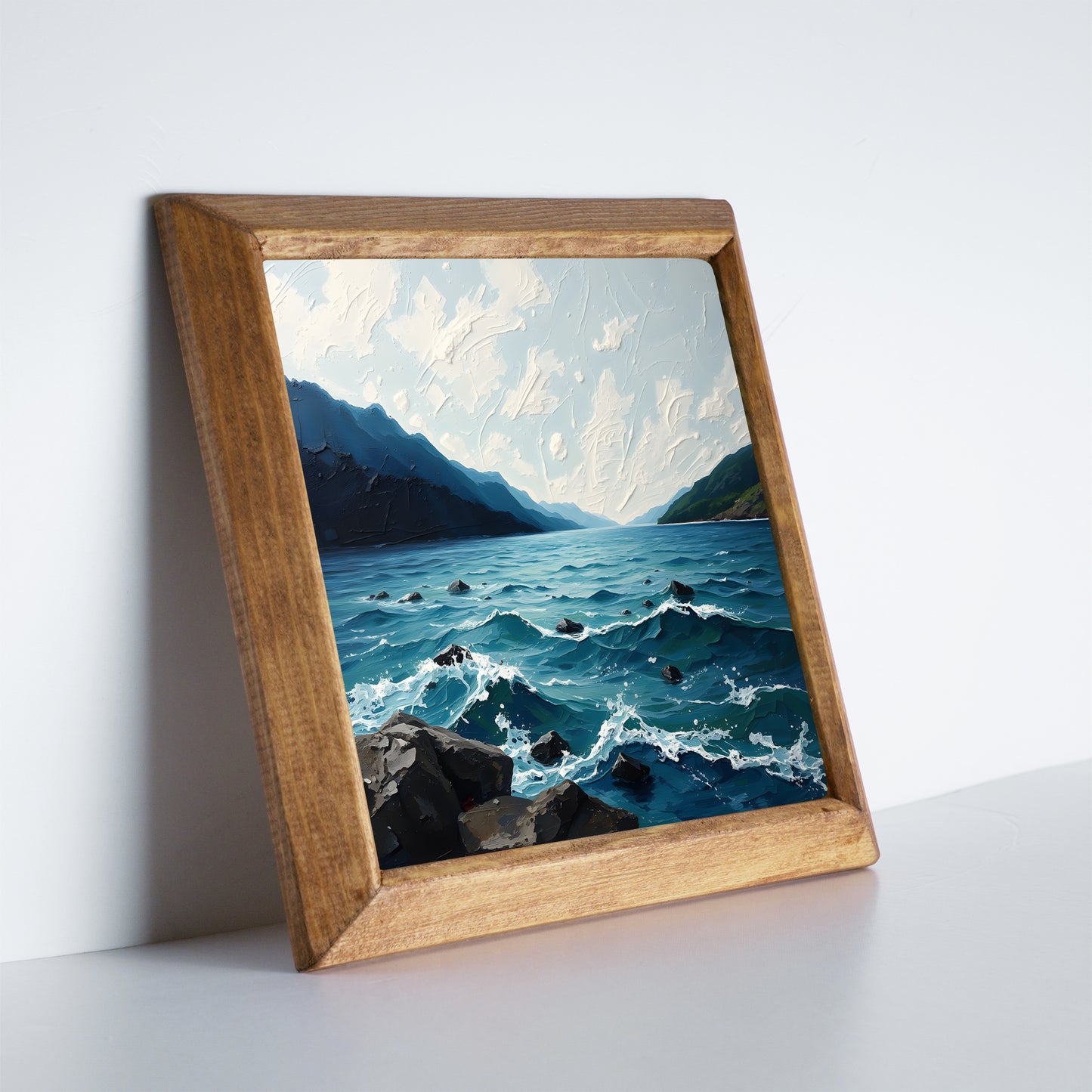 Serene Coastal Waters Natural Stone Wall Art
