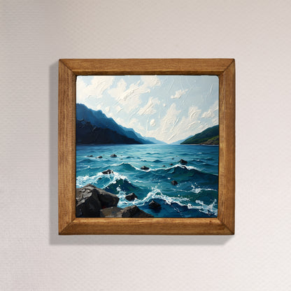 Serene Coastal Waters Natural Stone Wall Art