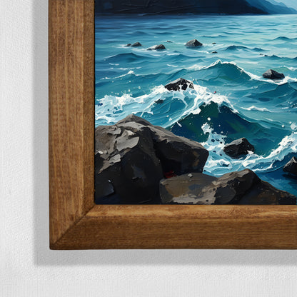 Serene Coastal Waters Natural Stone Wall Art