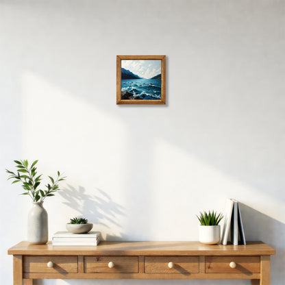 Serene Coastal Waters Natural Stone Wall Art