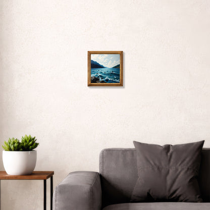 Serene Coastal Waters Natural Stone Wall Art