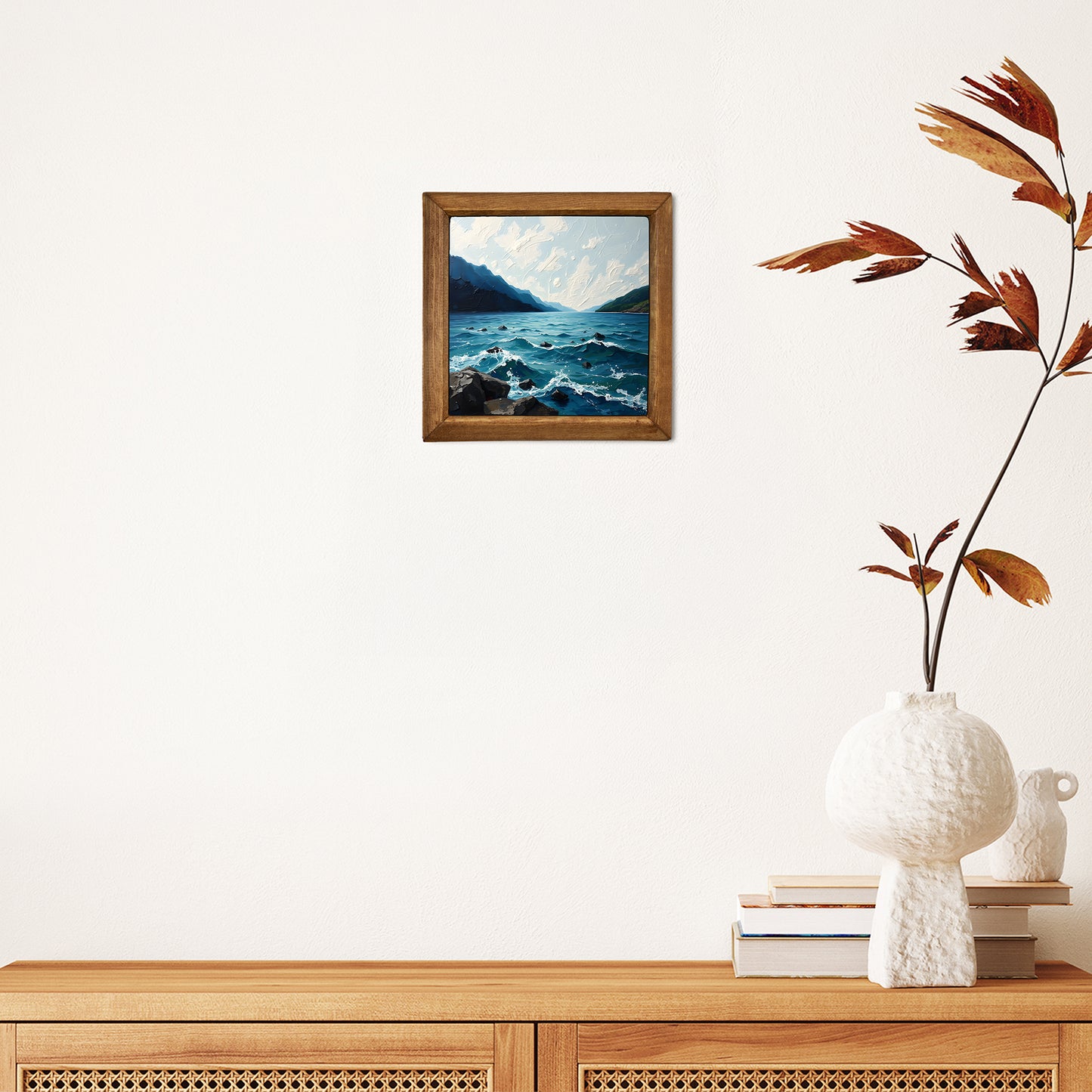Serene Coastal Waters Natural Stone Wall Art