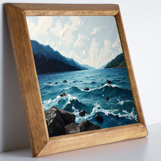 Serene Coastal Waters Natural Stone Wall Art