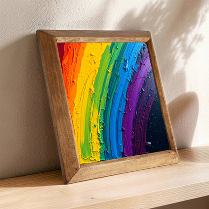 Rainbow Paint Natural Stone Wall Art
