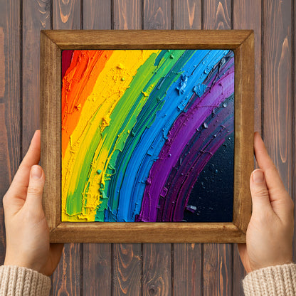 Rainbow Paint Natural Stone Wall Art