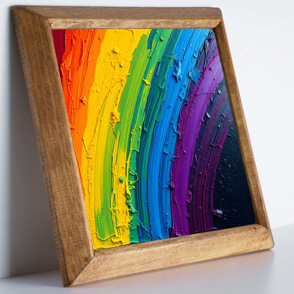 Rainbow Paint Natural Stone Wall Art