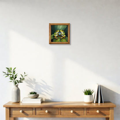 Frogs Having Tea Natural Stone Wall Art