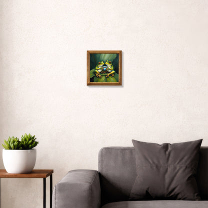 Frogs Having Tea Natural Stone Wall Art