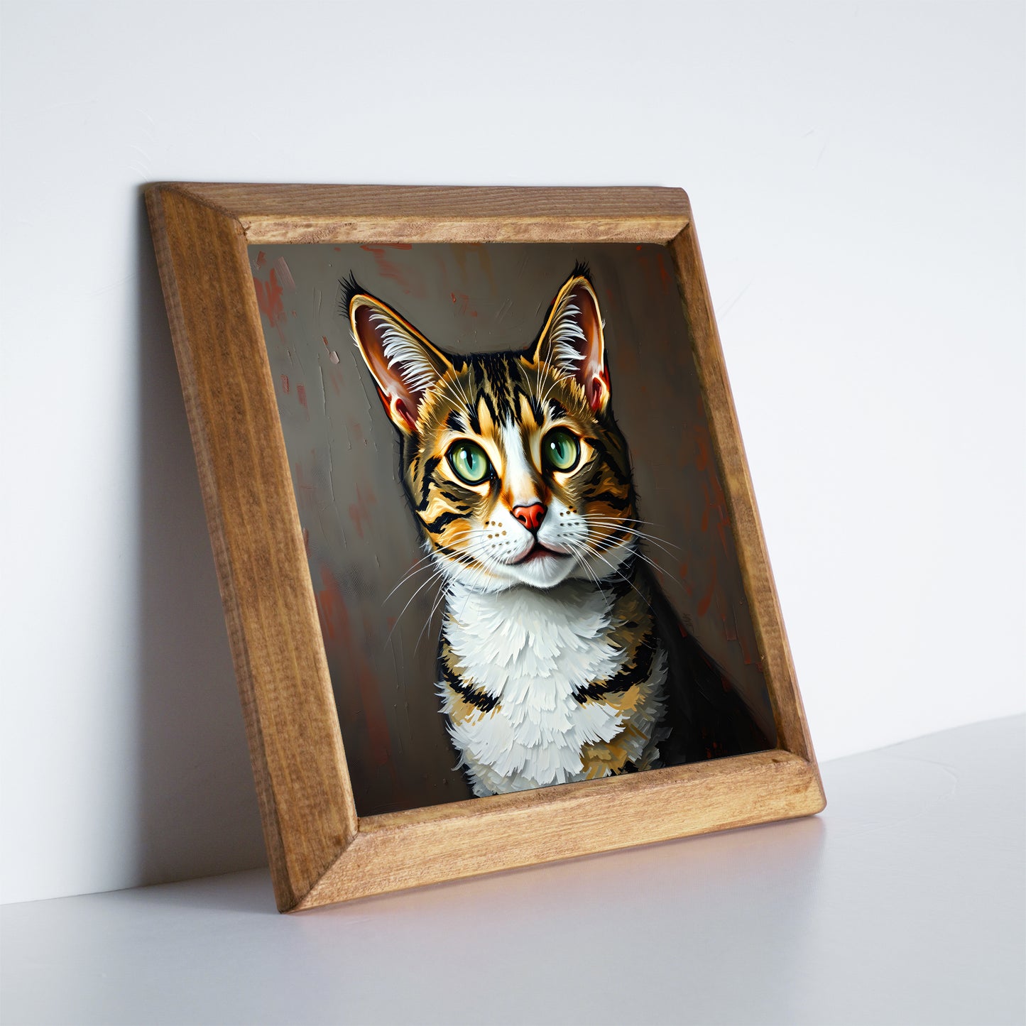 Cute Cat Portrait Natural Stone Wall Art