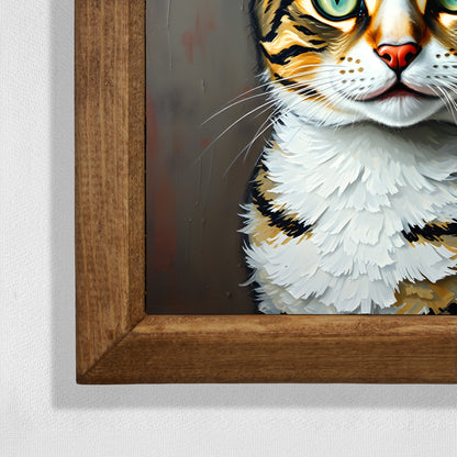 Cute Cat Portrait Natural Stone Wall Art