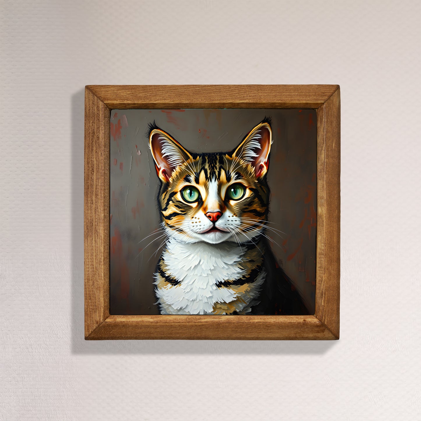 Cute Cat Portrait Natural Stone Wall Art