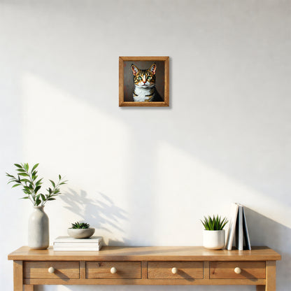 Cute Cat Portrait Natural Stone Wall Art