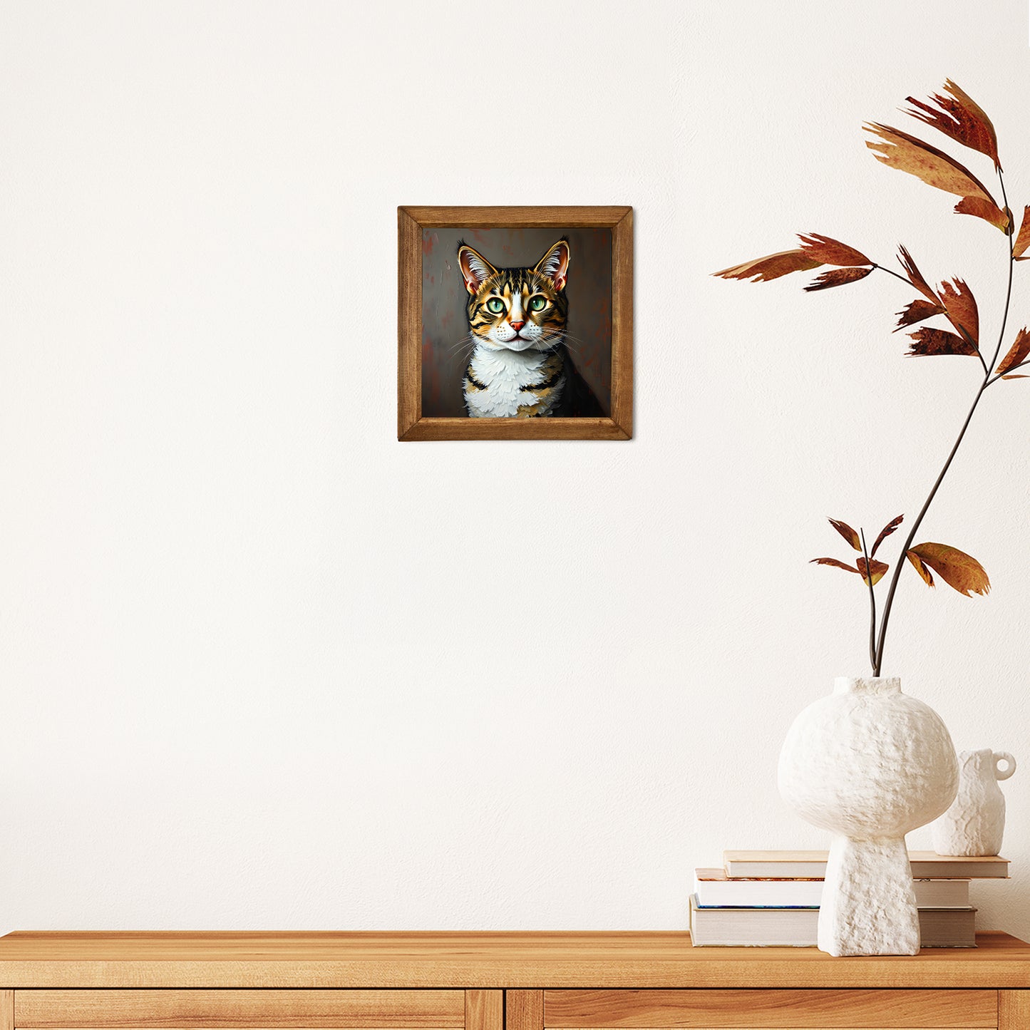 Cute Cat Portrait Natural Stone Wall Art