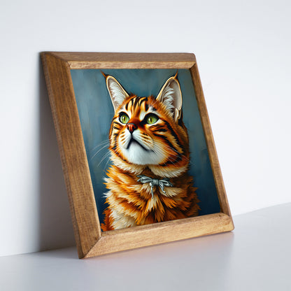 Ginger Cat Portrait Natural Stone Wall Art