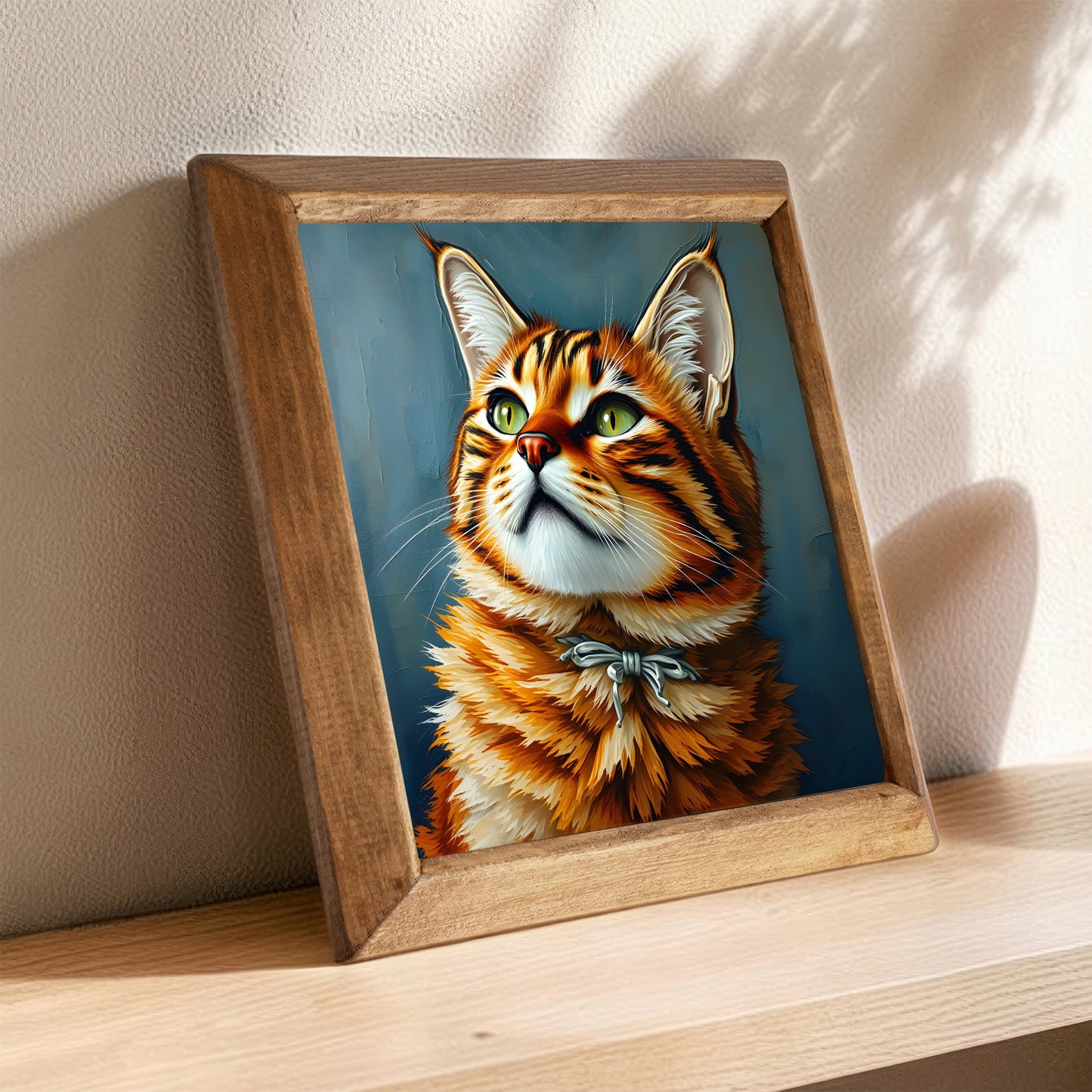 Ginger Cat Portrait Natural Stone Wall Art