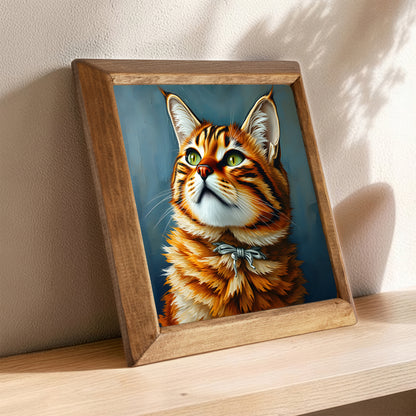 Ginger Cat Portrait Natural Stone Wall Art