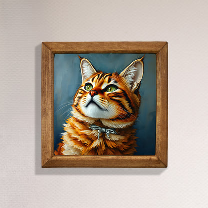 Ginger Cat Portrait Natural Stone Wall Art