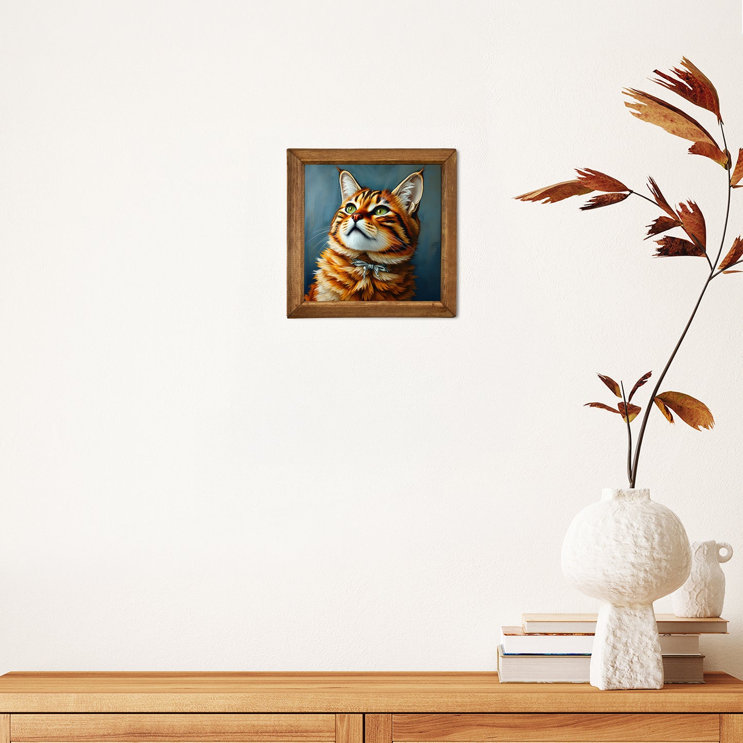 Ginger Cat Portrait Natural Stone Wall Art