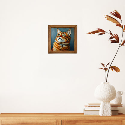 Ginger Cat Portrait Natural Stone Wall Art