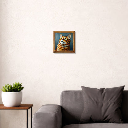Ginger Cat Portrait Natural Stone Wall Art
