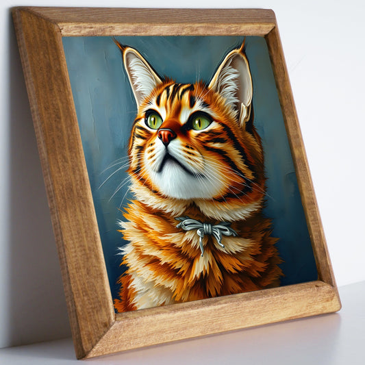 Ginger Cat Portrait Natural Stone Wall Art