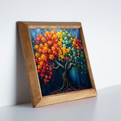 Colourful Tree of Life Seasons Natural Stone Wall Art
