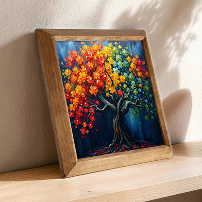 Colourful Tree of Life Seasons Natural Stone Wall Art