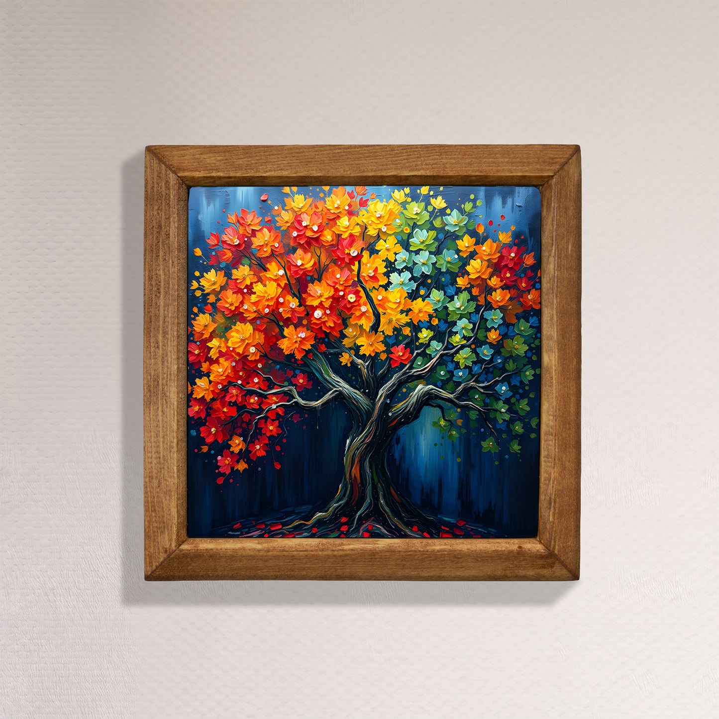 Colourful Tree of Life Seasons Natural Stone Wall Art