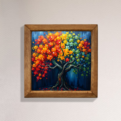 Colourful Tree of Life Seasons Natural Stone Wall Art